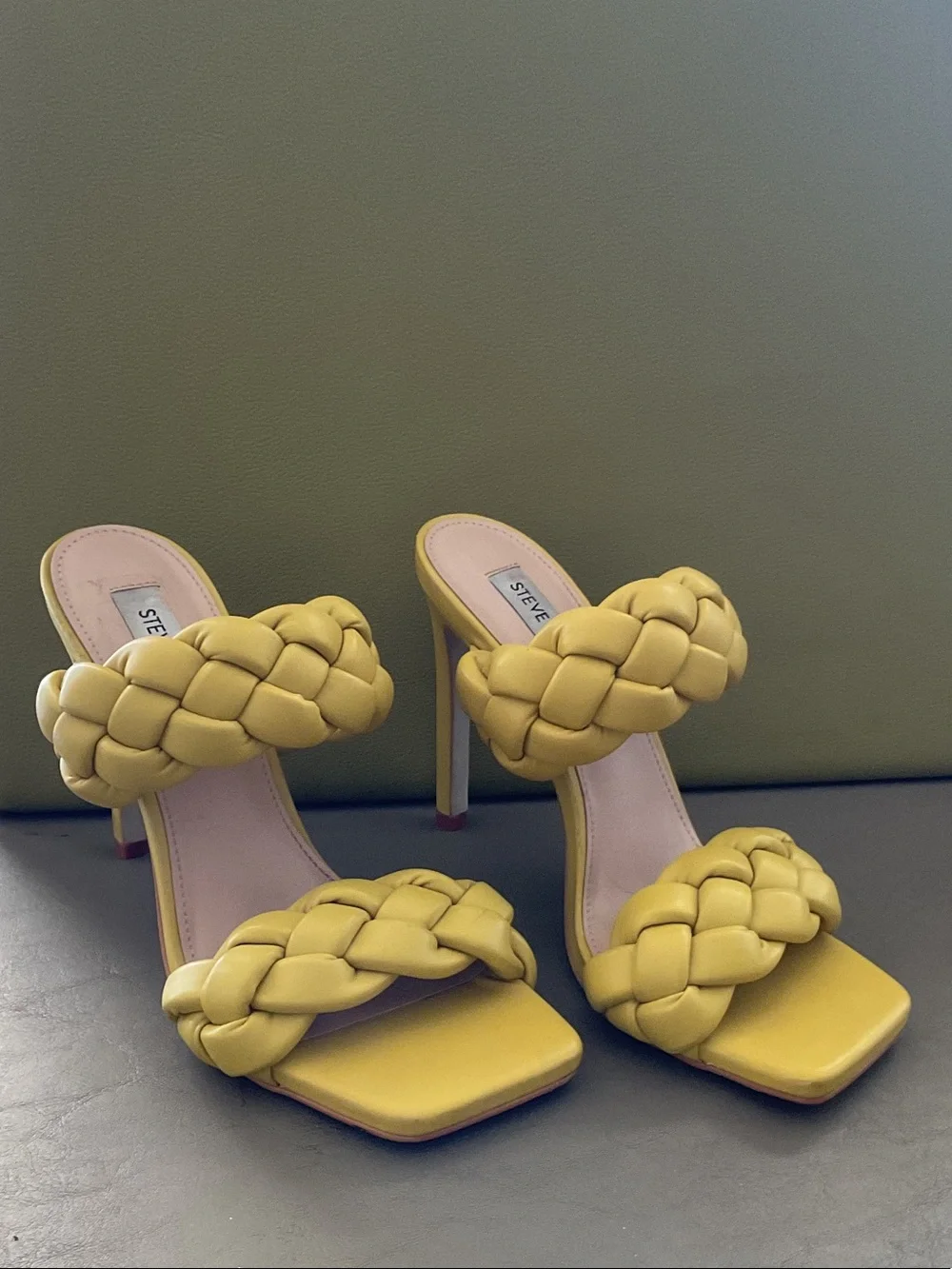 Steve Madden Kenley Yellow Braided Slide Sandals